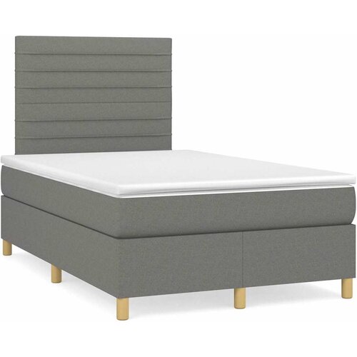  box spring s madracem LED tamnosivi 120 x 190 cm tkanina Cijene