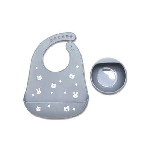 Lorelli SILIKONSKI SET ZA HRANJENJE (2kom) NATURAL - GREY (10230710003) Cene