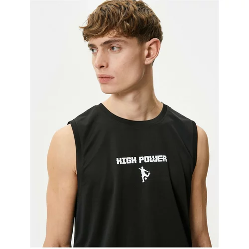 Koton Sports Vest Motto Printed Sleeveless Crew Neck