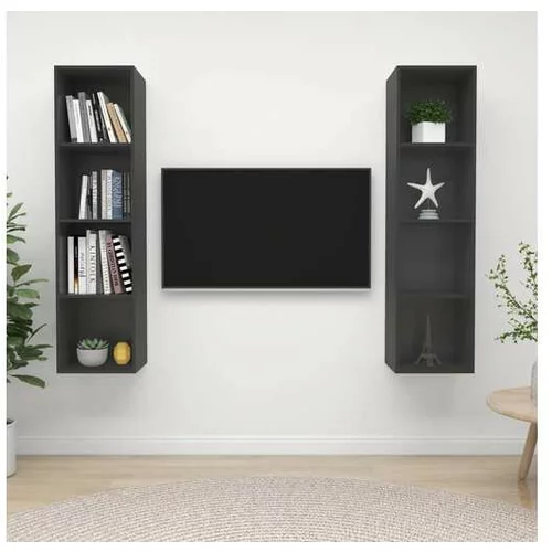  Stenske TV omarice 2 kosa sive barve iverna plošča