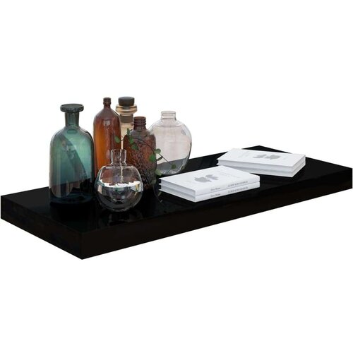 VidaXL plutajuća zidna polica visoki sjaj crna 60 x 23,5 x 3,8 cm MDF Slike