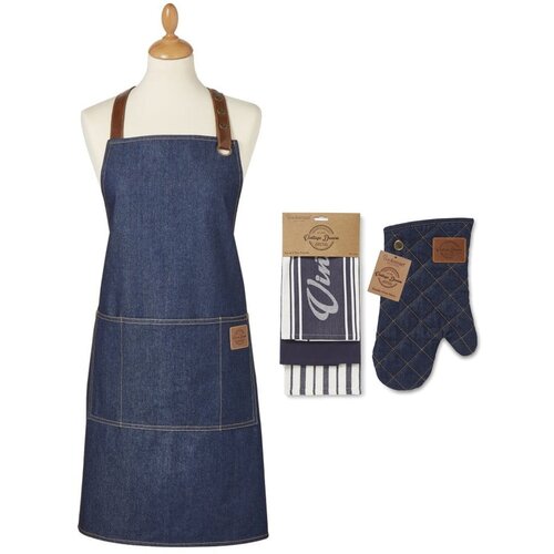 Cooksmart ® Kuhinjske krpe, predpasnik in kuhinjska rokavica v kompletu 5 ks Oxford Denim – Cene