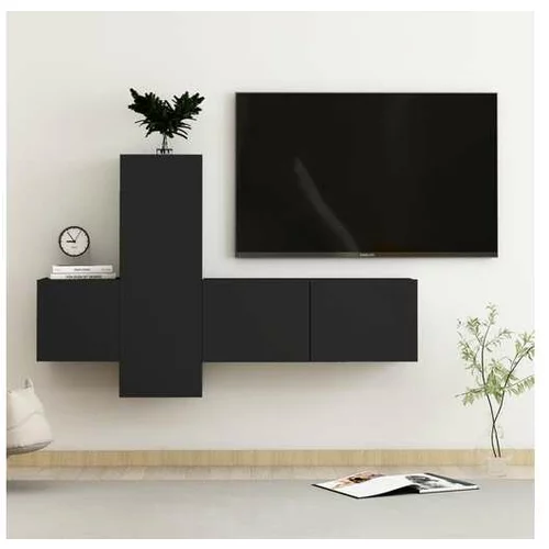  Komplet TV omaric 3-delni črna iverna plošča