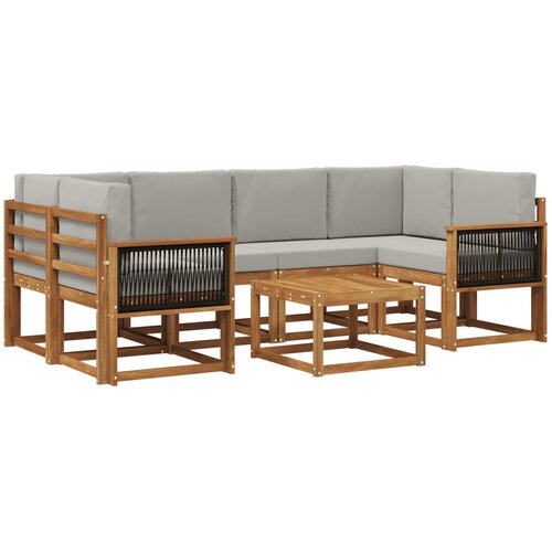 vidaXL Zunanja garnitura za sedenje 5 pcs Naravna in svetlo siva, (5000281517) Cene