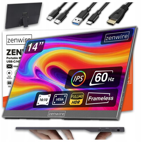 Zenwire Prenosni monitor AMG14 14" IPS 1920x1200 USB-C, Mini HDMI, HDR, (5000312712) Cene