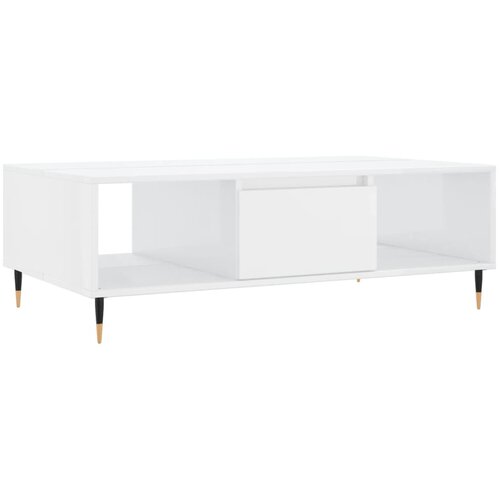Maison Chic Klubska mizica - kavna mizica - Nizka mizica visok sijaj bela 104x60x35 cm inženirski les, (21752650) Slike