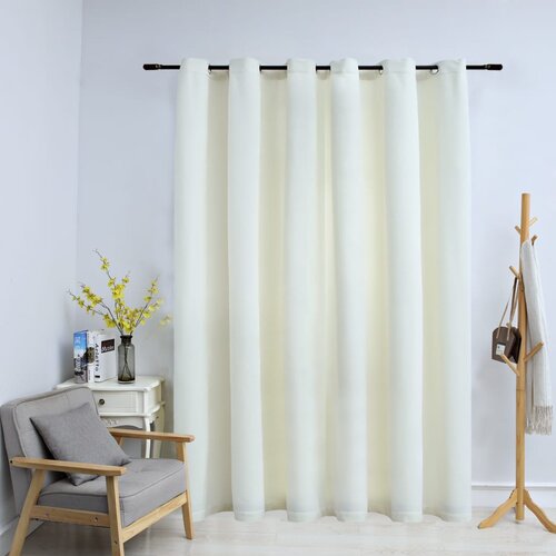 vidaXL Zatemnitvena zavesa z obročki žametna krem 290x245 cm Cene