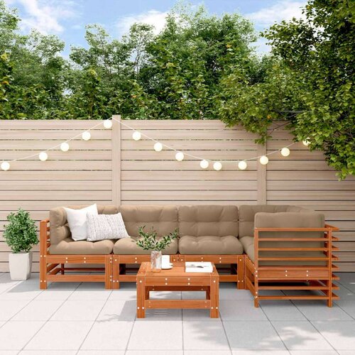  Set lounge namje&scaron;taja za vrt 6 pcs Vosak Smeđa Masivna borovina - Vosak smeđa bor Cijene
