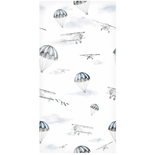  Tapeta - Watercolor - Airplane show on a bright sky with delicate clouds. 50x1000 Vodootporna Slike