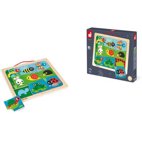 Janod otroški leseni magnetni puzzli happy garden 9 kosov Cene