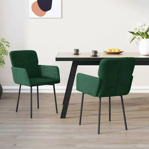  Jedilna stola 2 kosa temno zelen žamet, (20699571)