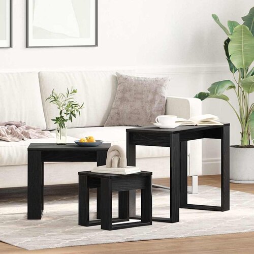  Set stolića 3 pcs Crni hrast Konstruirano drvo Cene