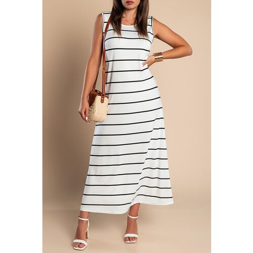 Fenzy Maxi Haljina S Uzorkom Na Pruge, Bijela Cijene