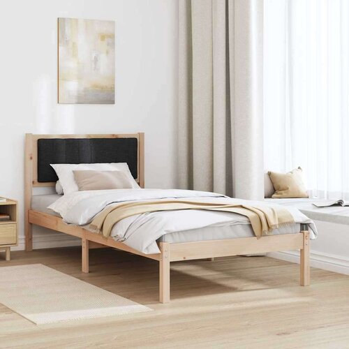 VidaXL krevetni okvir s tapiciranim uzglavljem crna 90 x 190 cm Slike