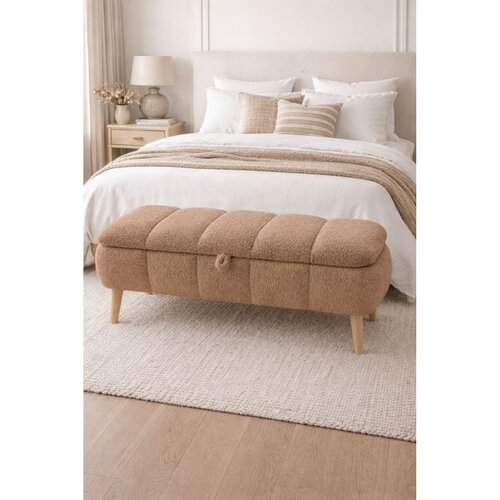 Hanah home Sara tapacirana klupa s prostorom za odlaganje 90 &amp;times; 45 &amp;times; 35 cm, braon Slike