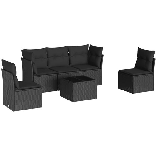 Maison Chic Seti vrtnega pohištva - Vrtna garnitura - Vrtni pohištvo set 6-delna z blazinami črna poli ratan, (21805908) Cene