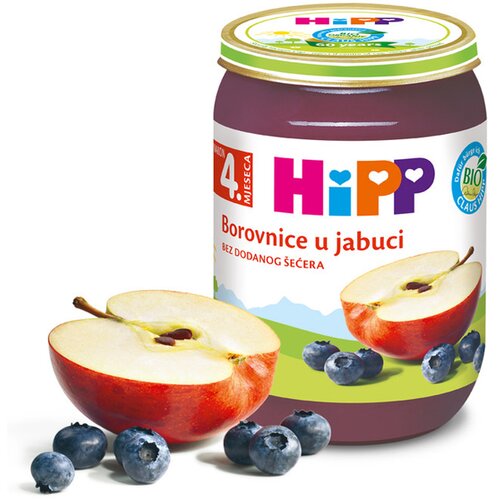Hipp kašica jabuka s borovnicom i bananom 190g Slike