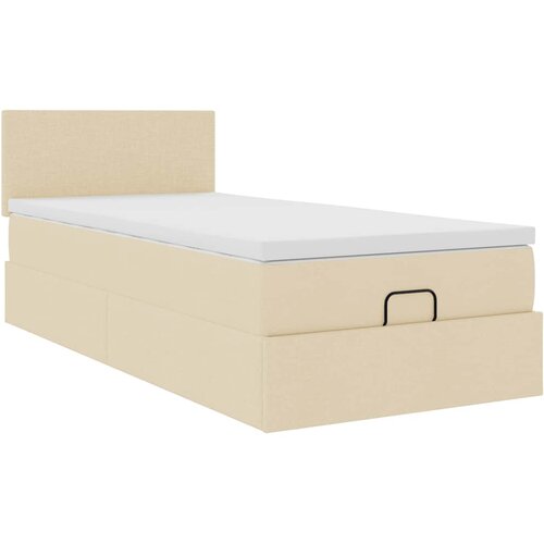  Otomanski krevet s madracem krem 90x200 cm tkanine Slike