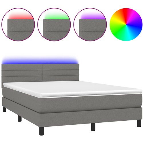  box spring s madracem LED tamnosivi 140x190 cm tkanina Slike