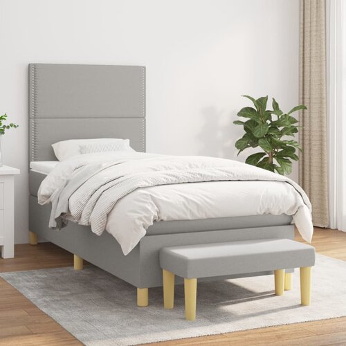  The Living Store Box spring postelja z vzmetnico svetlo siva 80x200 cm blago - Box Spring Postelja, (21499489) Slike