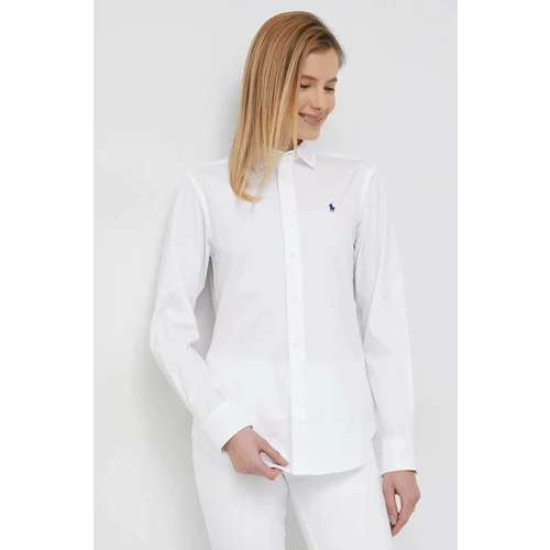 Polo Ralph Lauren Pamučna košulja za žene, boja: bijela, regular, s klasičnim ovratnikom