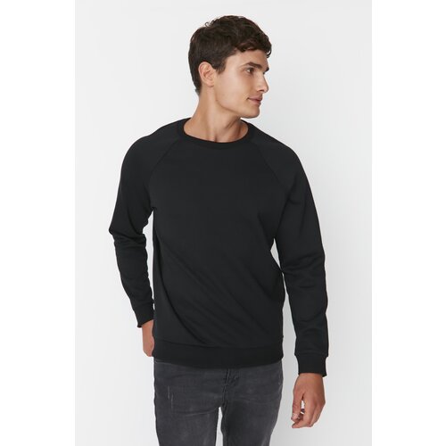 Trendyol Black Men's Basic Oversize Fit Crew Neck Raglan Sleeve Sweatshirt Cene