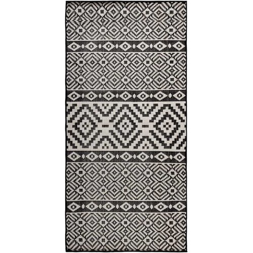  Vanjski tepih ravnog tkanja 100 x 200 cm crne pruge Slike