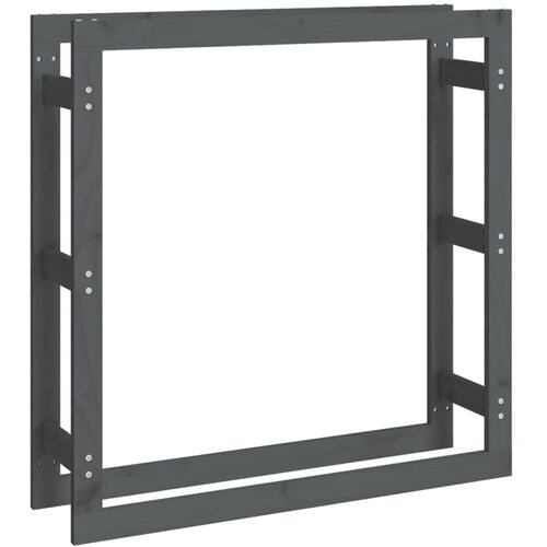  Stalak za drva za ogrjev sivi 100x25x100 cm od masivne borovine Slike