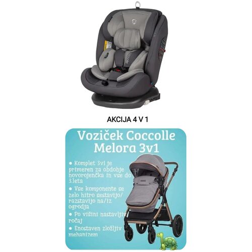 Coccolle Akcija otroški voziček 3v1 in avtosedež 0-36 kg isofix siva Cene