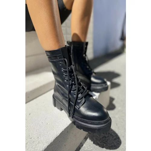 İnan Ayakkabı Women's Boots Black (Sole 5 cm)