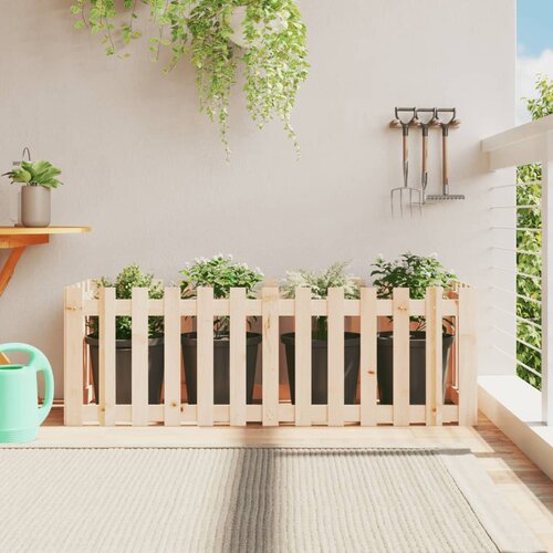 vidaXL Vrtna visoka greda z ograjico 150x50x50 cm trdna borovina Cene