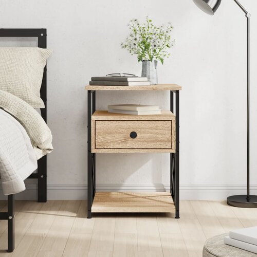 VidaXL Nočna omarica sonoma hrast 40x42x55 cm inženirski les Slike