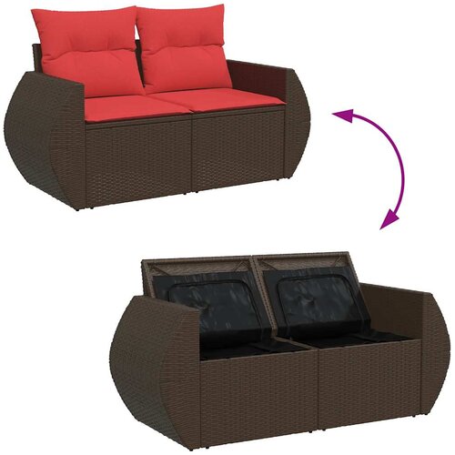  8-dijelni set vrtnih sofa od poliratana s jastucima smeđi bagrem Slike