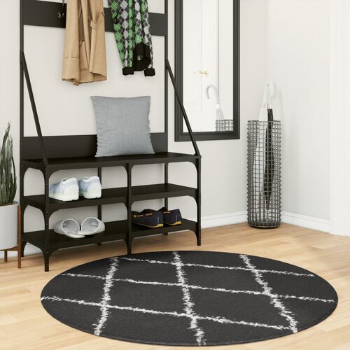 vidaXL Košata preproga moderna črna in krem Ø 120 cm Cene