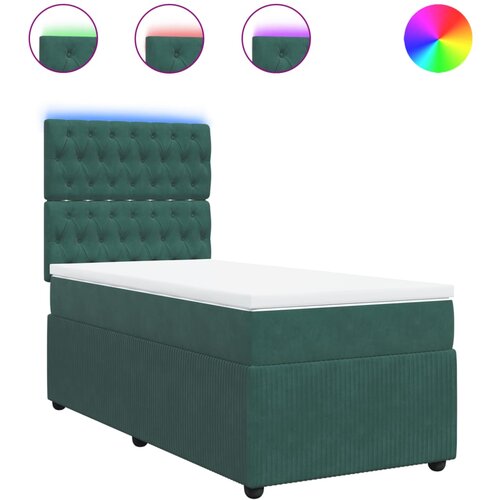 vidaXL Box spring postelja z vzmetnico temno zelena 90x200 cm žamet, (21305373) Cene