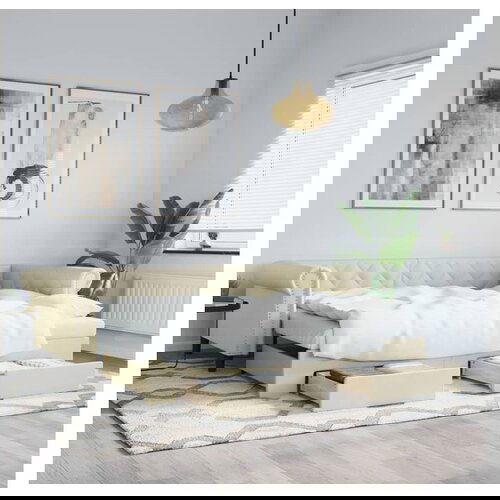 VidaXL Dnevni krevet na razvlačenje krem 90 x 200 cm od umjetne kože Slike