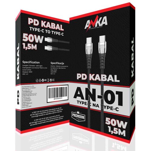  PD KABAL TYPE-C - TYPE-C AN-01 1,5M CRNI AN-KA Cijene