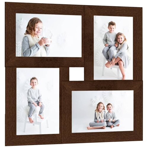  Okvir za 4 fotografije (13 x 18 cm) tamnosmeđi MDF Cene