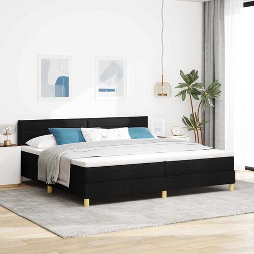  LED Box Spring Krevet s LED trakama Crna 200 x 200 cm tkanina Cijene