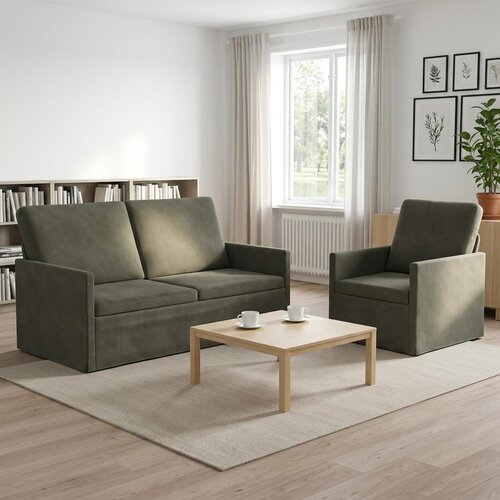  Set sofe 2 pcs Svjetlosiva Kordura tekstil Slike