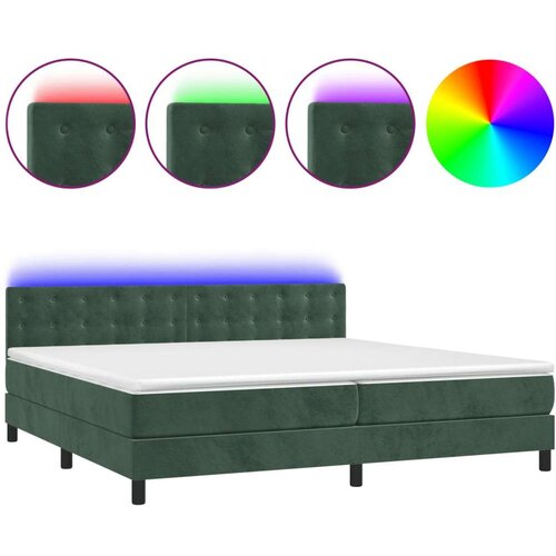 Krevet box spring s madracem LED tamnozeleni 200x200 cm bar&amp;scaron;un Slike