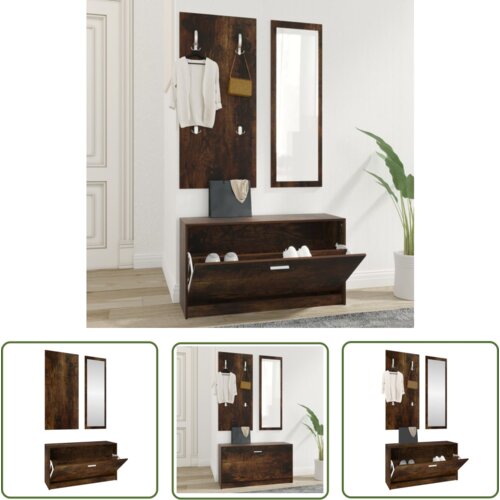 The Living Store Komplet omaric za čevlje 3 v 1 dimljeni hrast inženirski les - Komplet Omaric Za Čevlje, (21744593) Cene