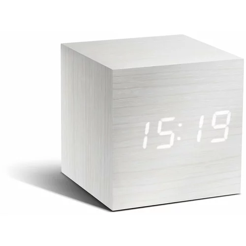 Gingko bela budilka z belim LED zaslonom Cube Click Clock