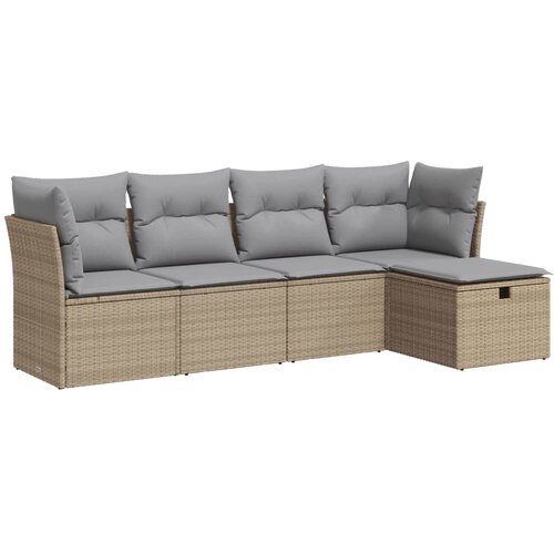 VidaXL 5-dijelni vrtni set sofa s jastucima bež od poliratana Slike