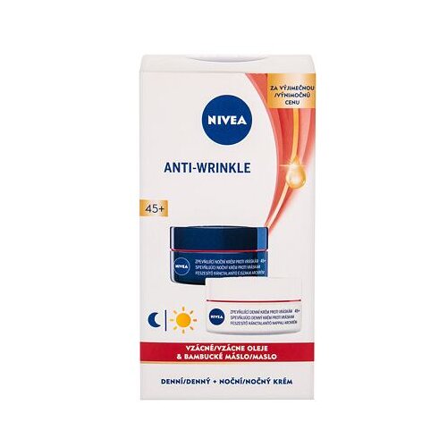 Nivea Anti Wrinkle Firming darilni set dnevna krema za obraz 50 ml + nočna krema za obraz 50 ml za ženske Slike