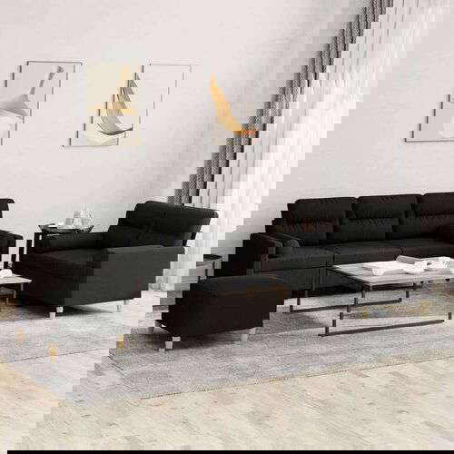  3-dijelni set sofa s jastucima crni od mikrovlakana Cijene