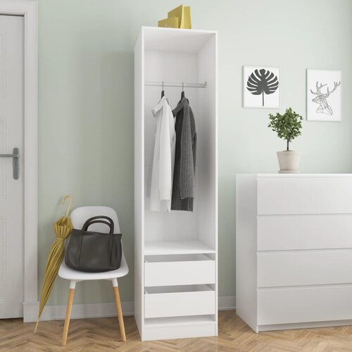 The Living Store Garderobna omara s predali bela 50x50x200 cm iverna plošča - Garderobna Omara, (21434375) Cene