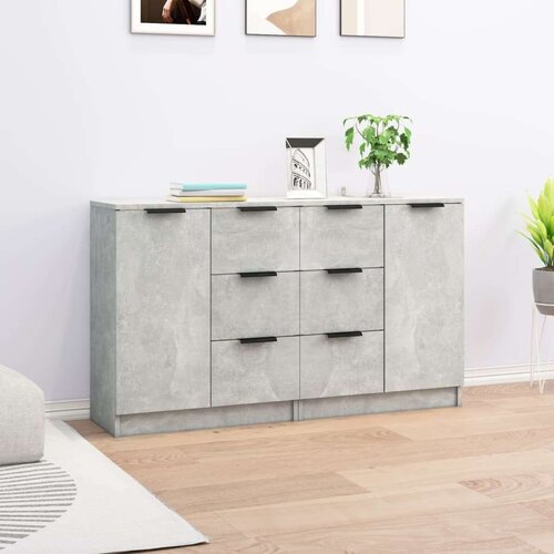  Komoda 2 kosa betonsko siva 60x30x70 cm konstruiran les, (20653969) Slike