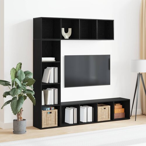  Polica 3 pcs Crni hrast 36 x 30 x 143 cm Konstruirano drvo Cene