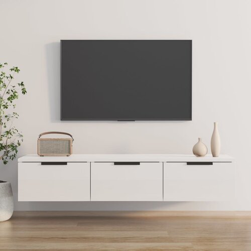 VidaXL Stenska omarica visok sijaj bela 102x30x20 cm konstruiran les Slike